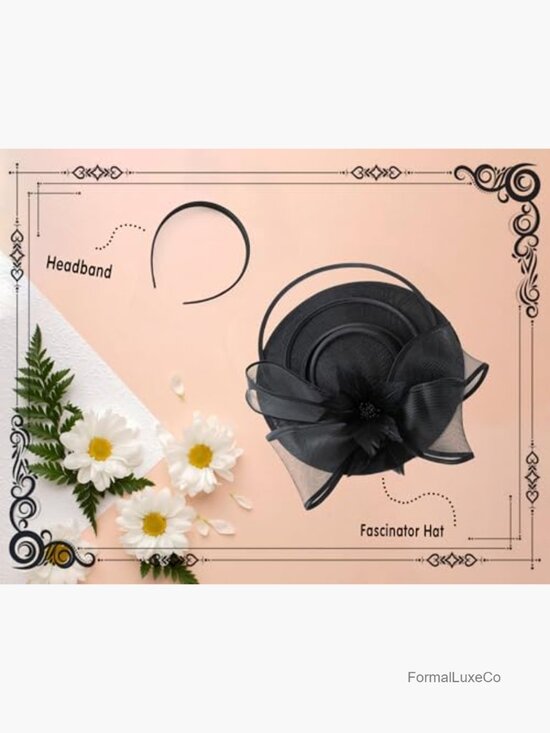 Vintage Derby Fascinator Hat with Feathers - Handmade Linen Wedding Tea Party